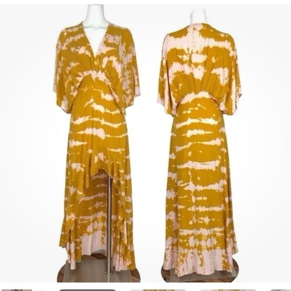 YOUNG FABULOUS & BROKE Thea Dress M Sweet Fig Ladder Tie Dye Boho High Low Maxi - Picture 2 of 16